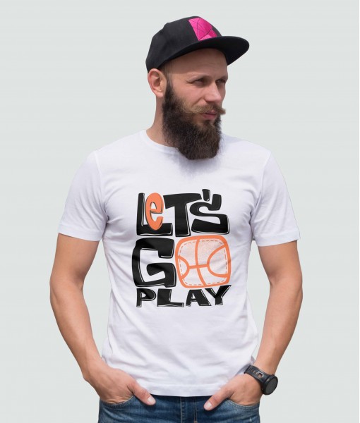 Мъжка тениска с щампа Спортни Илюстрации Lets play basketball